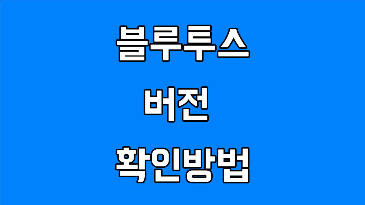 블루투스 버전 확인하는 2가지 방법