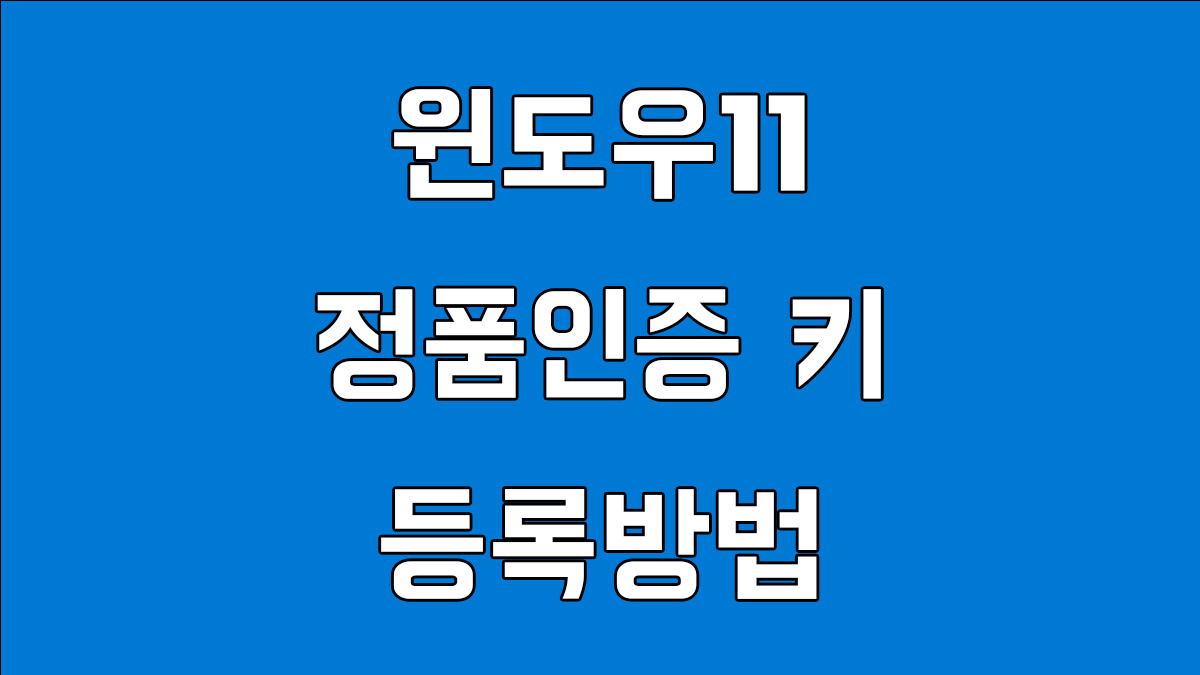 윈도우11 정품인증 제품키 등록방법