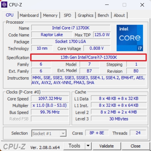 데스크톱 CPU 정보