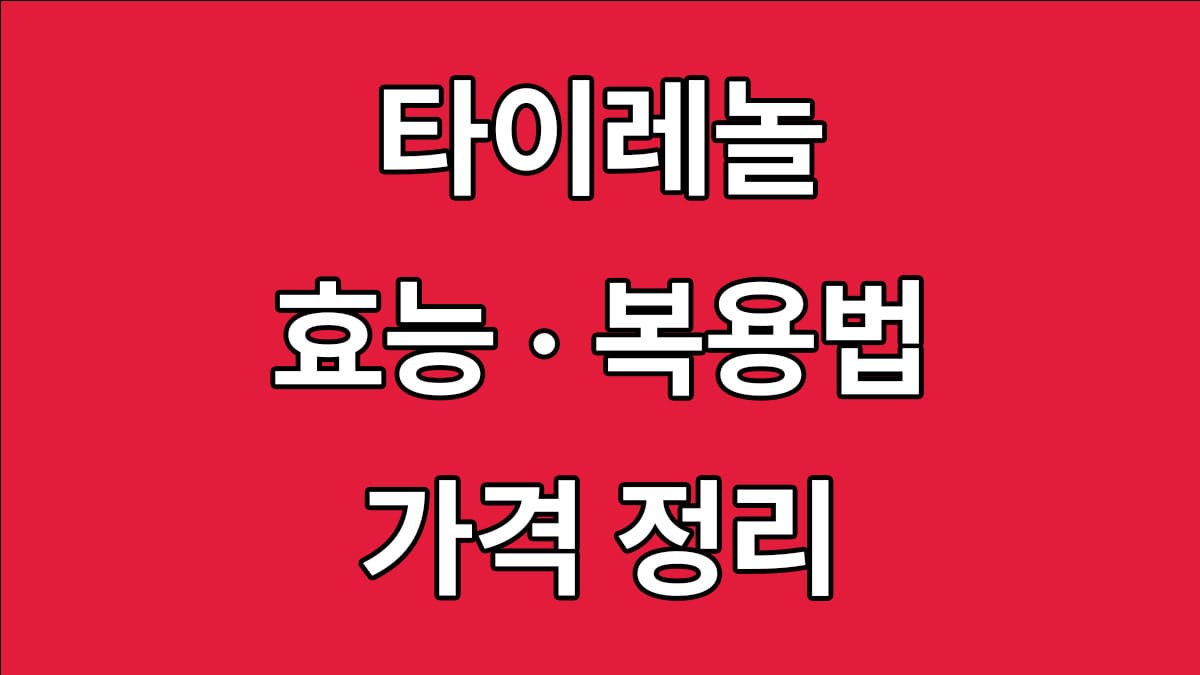 타이레놀 효능, 복용법, 가격 정리