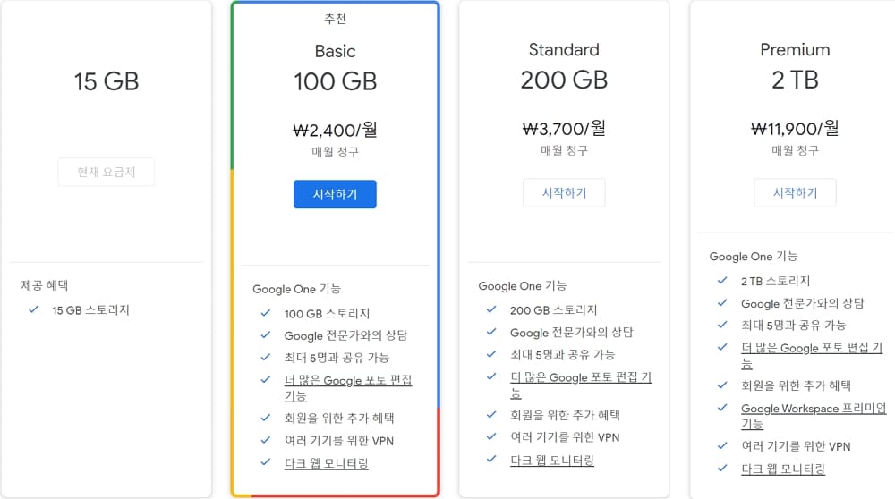 구글 드라이브 가격 이미지