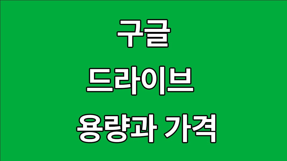 구글 드라이브 용량과 가격