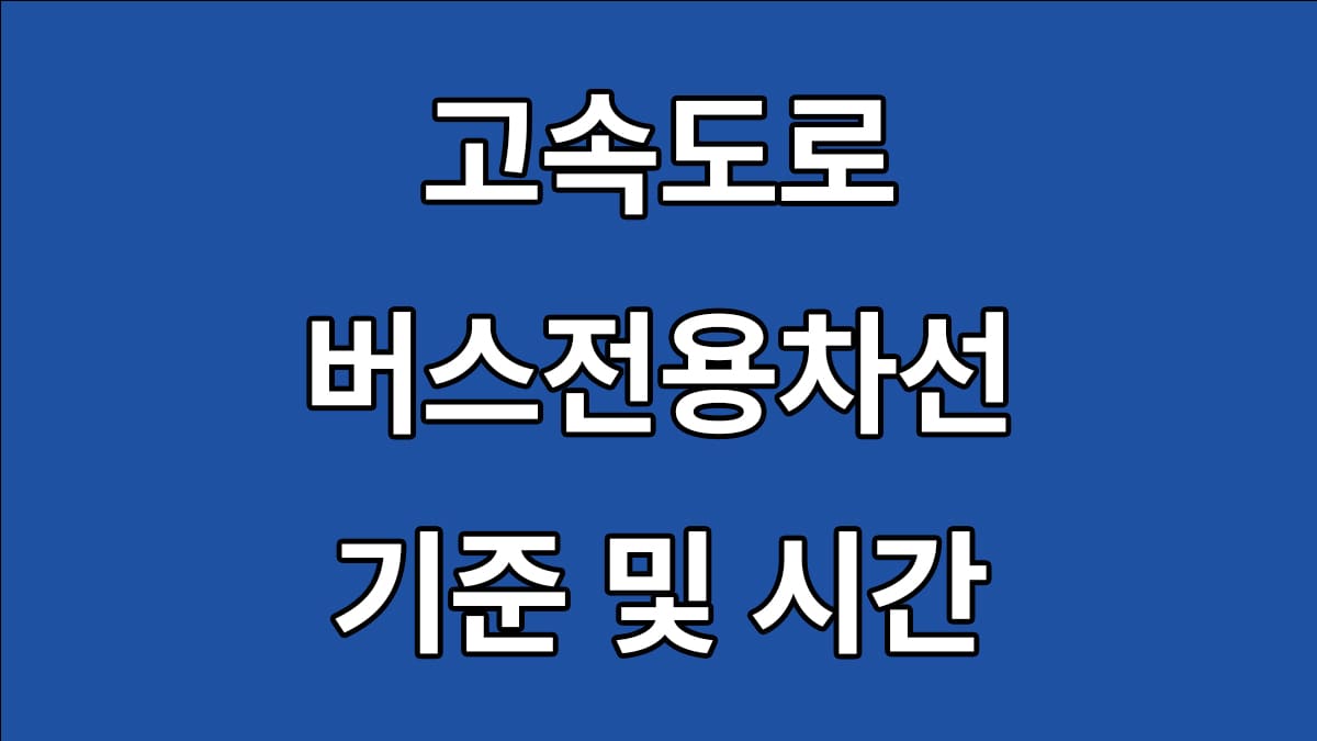 고속도로 버스전용차선 기준 구간 이용가능시간