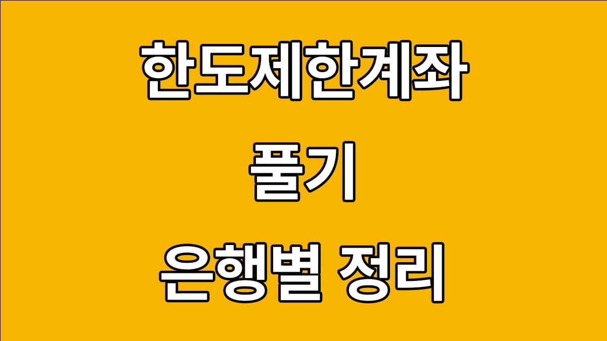 한도제한계좌 풀기 은행별 정리(국민, 신한, 우리, 하나)